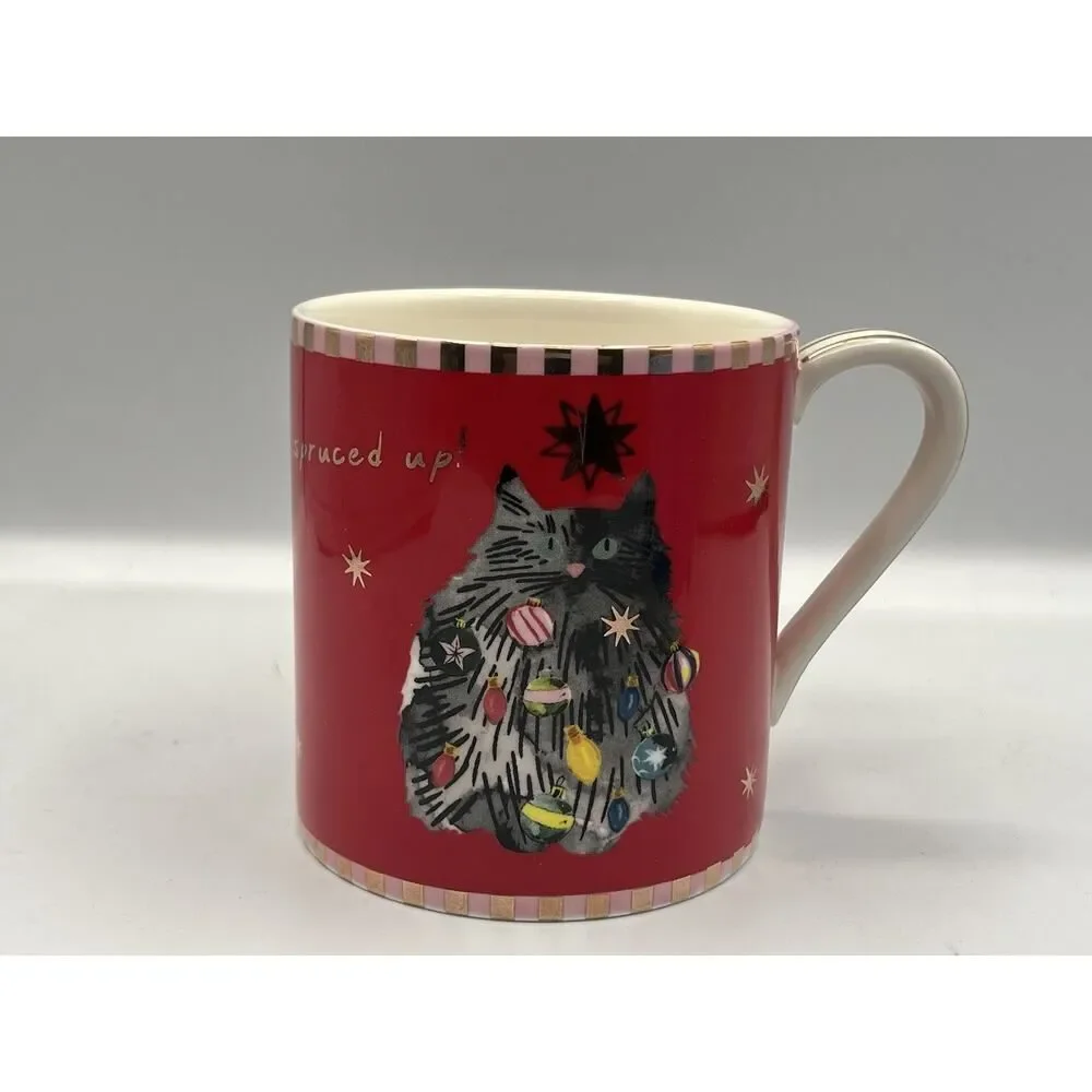 Anthropologie Caroline Holiday Creature Comforts Mug Dog Dachshund Cat Set of 2